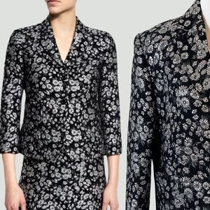 Michael Kors Collection Metallic Brocade Blazer | 3/4 Sleeve | Black | 12
